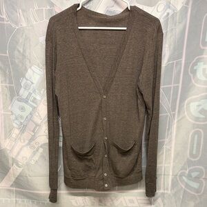 American Apparel Heather Brown Button-Up Cardigan